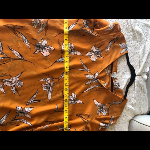 Women's Floral Print Long Bell Sleeve V-Neck Blouse - A New Day - Rust - Size XL - Picture 11 of 14